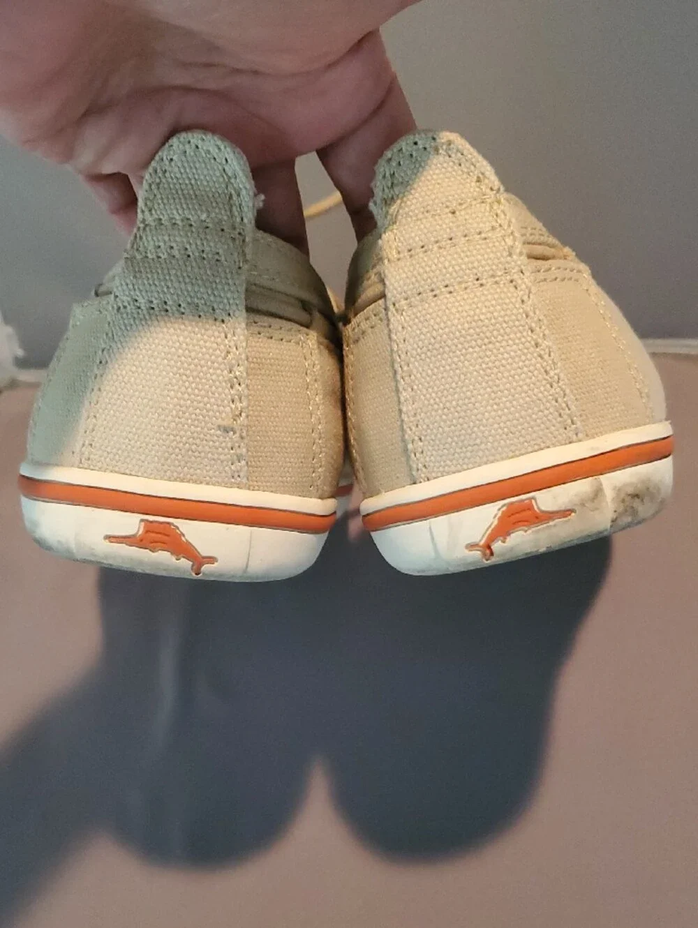 Tommy Bahama Men's Beige Canvas Boat Shoes Size 10